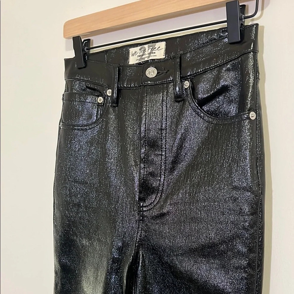 Free People Liquid Black High-Waisted Jeans Skinny Jeans, Womens 27 - Picture 2 of 7